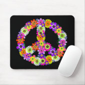 Peace Sign Floral op zwart Muismat (Met muis)