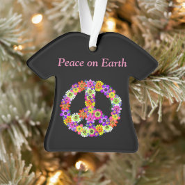 Peace Sign Floral op zwart Ornament