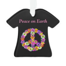 Peace Sign Floral op zwart