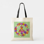 Peace Sign Floral over Light Green Tote Bag (Achterkant)