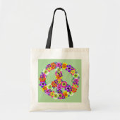 Peace Sign Floral over Light Green Tote Bag (Voorkant)