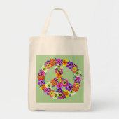 Peace Sign Floral over Light Green Tote Bag (Voorkant)