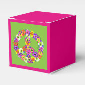 Peace Sign Floral over Lime Green Bedankdoosjes (Voorkant Zijde)