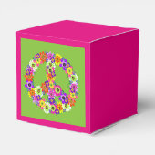 Peace Sign Floral over Lime Green Bedankdoosjes (Achterkant)