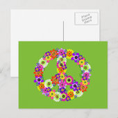 Peace Sign Floral over Lime Green Briefkaart (Voorkant / Achterkant)