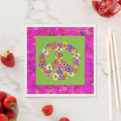 Peace Sign Floral over Lime Green Petals Servet (Insitu)