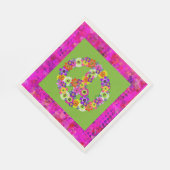 Peace Sign Floral over Lime Green Petals Servet (Hoek)