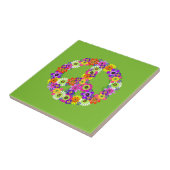 Peace Sign Floral over Lime Green Tegeltje (Zijkant)