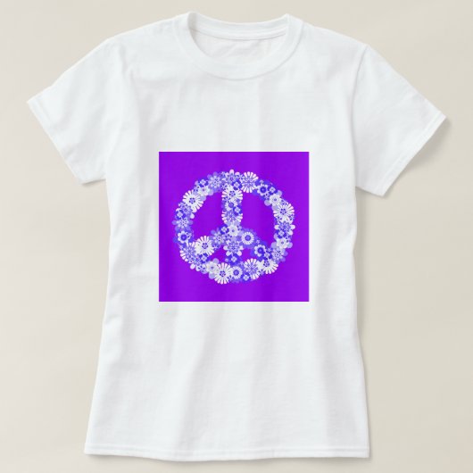 Peace Sign Floral Paars T-shirt (Design voorkant)