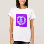 Peace Sign Floral Paars T-shirt (Voorkant)