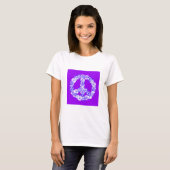 Peace Sign Floral Paars T-shirt (Voorkant volledig)
