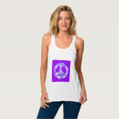 Peace Sign Floral Paars Tanktop (Volledige Voorkant)
