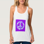 Peace Sign Floral Paars Tanktop (Voorkant)