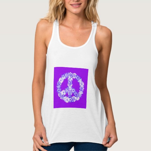 Peace Sign Floral Paars Tanktop (Voorkant)