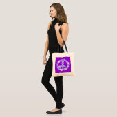 Peace Sign Floral Paars Tote Bag (Voorkant (model))