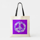 Peace Sign Floral Paars Tote Bag (Achterkant)