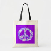 Peace Sign Floral Paars Tote Bag (Voorkant)