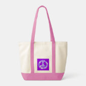 Peace Sign Floral Paars Tote Bag (Achterkant)