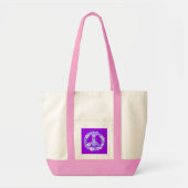 Peace Sign Floral Paars Tote Bag (Voorkant)