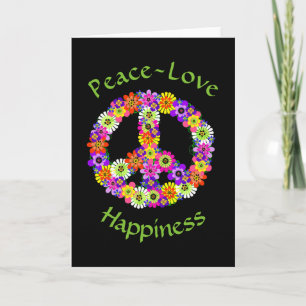 Peace Sign Floral Peace Love Happcard Feestdagen Kaart