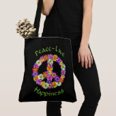 Peace Sign Floral Peace Love Happiness Canvas tas (Dichtbij)