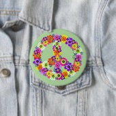 Peace Sign Floral Ronde Button 4,0 Cm (In situ)