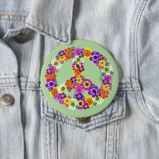 Peace Sign Floral Ronde Button 4,0 Cm (In situ)