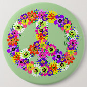 Peace Sign Floral Ronde Button 6,0 Cm (Voorkant)