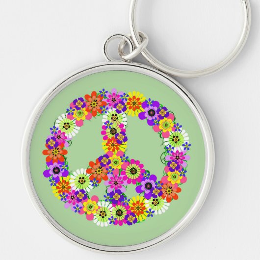 Peace Sign Floral Sleutelhanger (Voorkant)