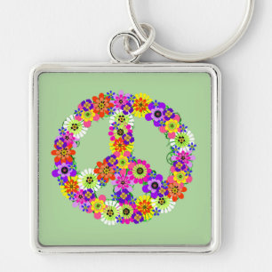 Peace Sign Floral Sleutelhanger