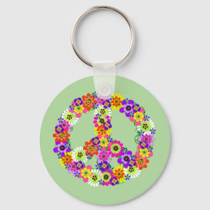 Peace Sign Floral-Sleutelhanger Sleutelhanger