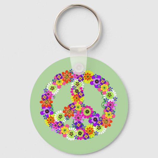 Peace Sign Floral-Sleutelhanger Sleutelhanger (Voorkant)