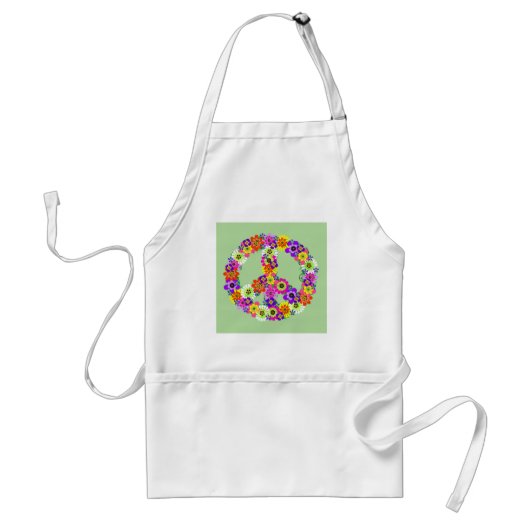 Peace Sign Floral Standaard Schort (Voorkant)