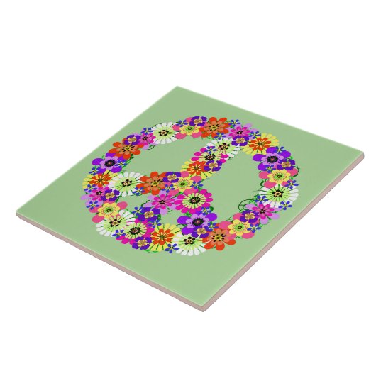 Peace Sign Floral Tegeltje (Zijkant)