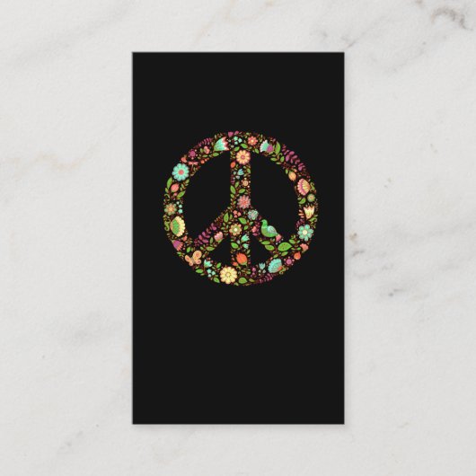 Peace Sign Flower Freedom Love Movement 60s 70s Visitekaartje (Voorkant)