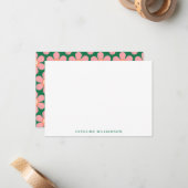 Peace Sign Flower Green Pink Baby Shower Name Notitiekaartje (Voorkant / Achterkant in situ)