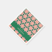 Peace Sign Flower Green Roze Custom Vrijgezellenfe Servet (Hoek)