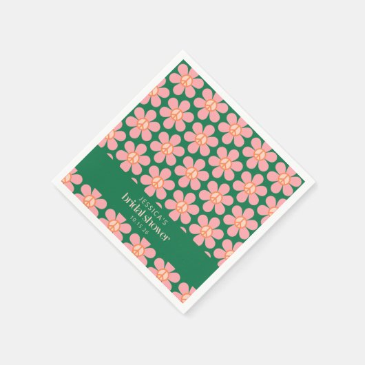 Peace Sign Flower Green Roze Custom Vrijgezellenfe Servet (Hoek)