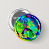 Peace Sign Flower Power Hippie Button (Voorkant /achterkant)