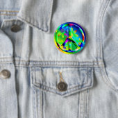 Peace Sign Flower Power Hippie Button (In situ)