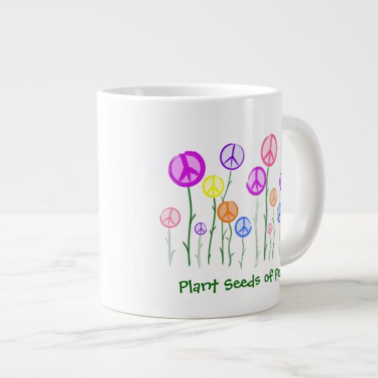 Peace Sign Flowers Grote Koffiekop (Voorkant rechts)