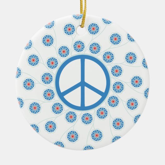 Peace Sign Flowers Keramisch Ornament (Voorkant)