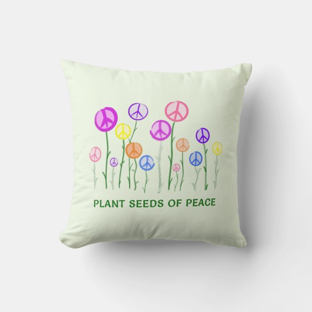 Peace Sign Flowers Kussen (Voorkant)
