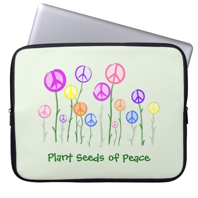 Peace Sign Flowers Laptop Sleeve (Voorkant)