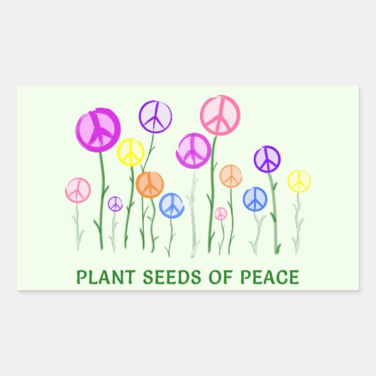 Peace Sign Flowers Rechthoekige Sticker (Voorkant)