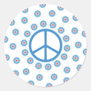 Peace Sign Flowers Ronde Sticker