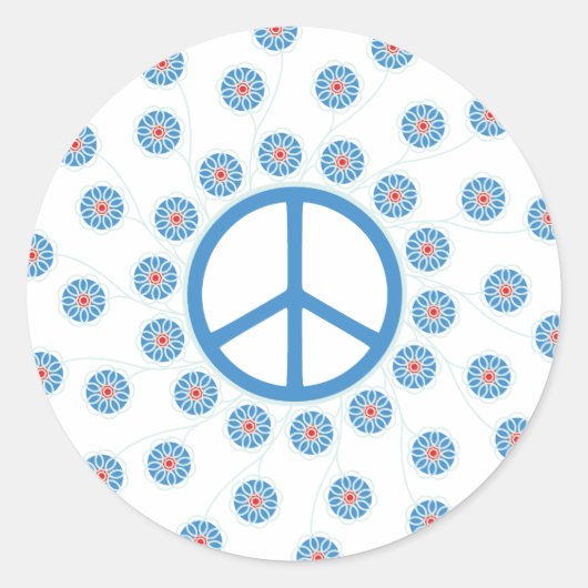 Peace Sign Flowers Ronde Sticker (Voorkant)