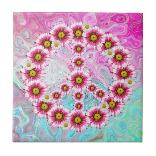 Peace Sign Flowers Tegeltje (Voorkant)