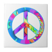 Peace Sign Fractal Summer Palette Ceramic Tile Tegeltje (Voorkant)