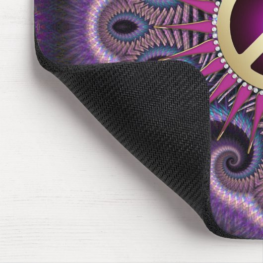 Peace Sign Groovy Fractals Paars Mousepad Muismat (Hoek)